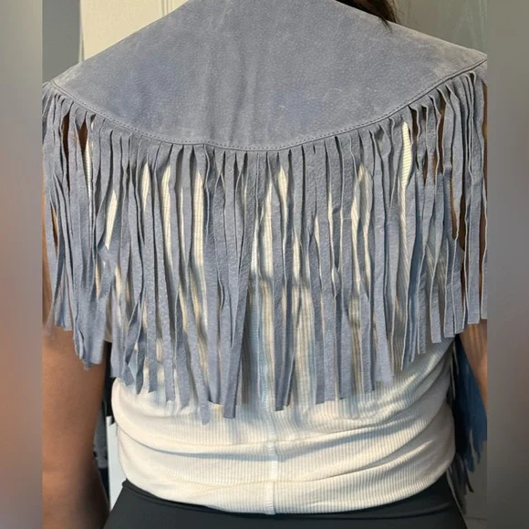 🔥ASOS Light Blue Suede collar with Fringe - Picture 3 of 11
